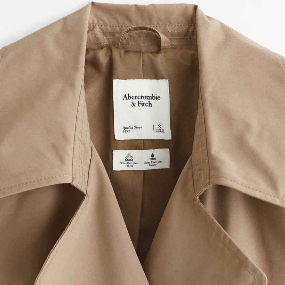 NWT Abercrombie & Fitch Classic Trench Coat in Tan - Picture 12 of 12